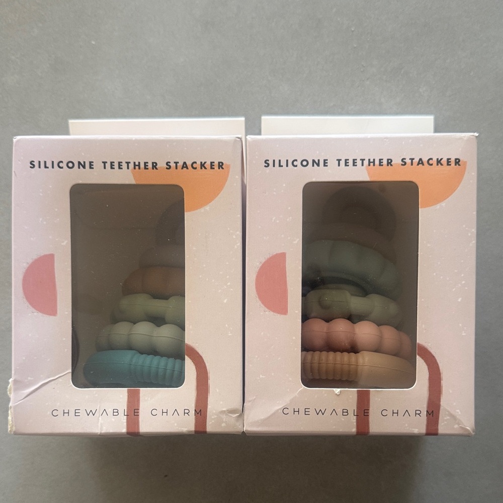 3 Pack Silicone Teether Stacker - Multi-Color